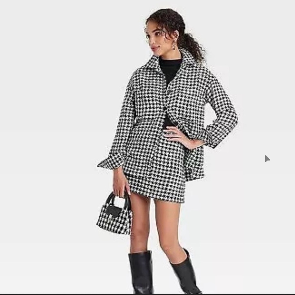 a new day Black and White Houndstooth Shacket